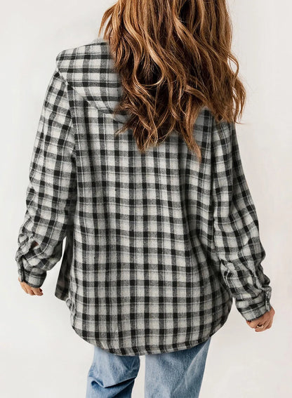 Belora™ - Plaid Print Fleece Flannel Hooded Jacket