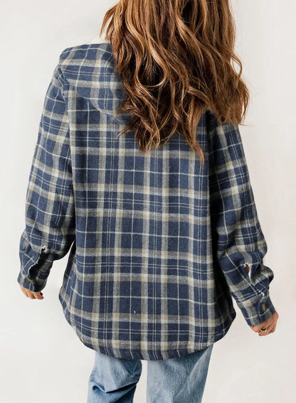 Belora™ - Plaid Print Fleece Flannel Hooded Jacket