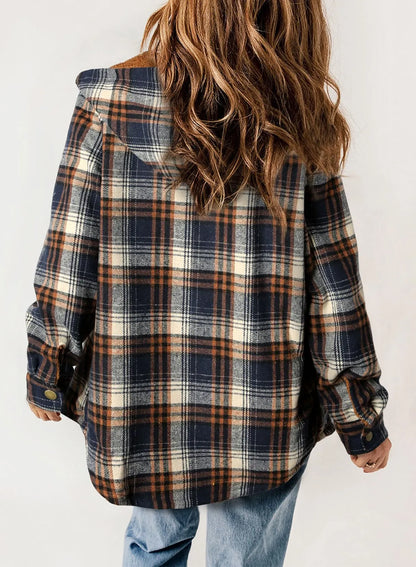 Belora™ - Plaid Print Fleece Flannel Hooded Jacket