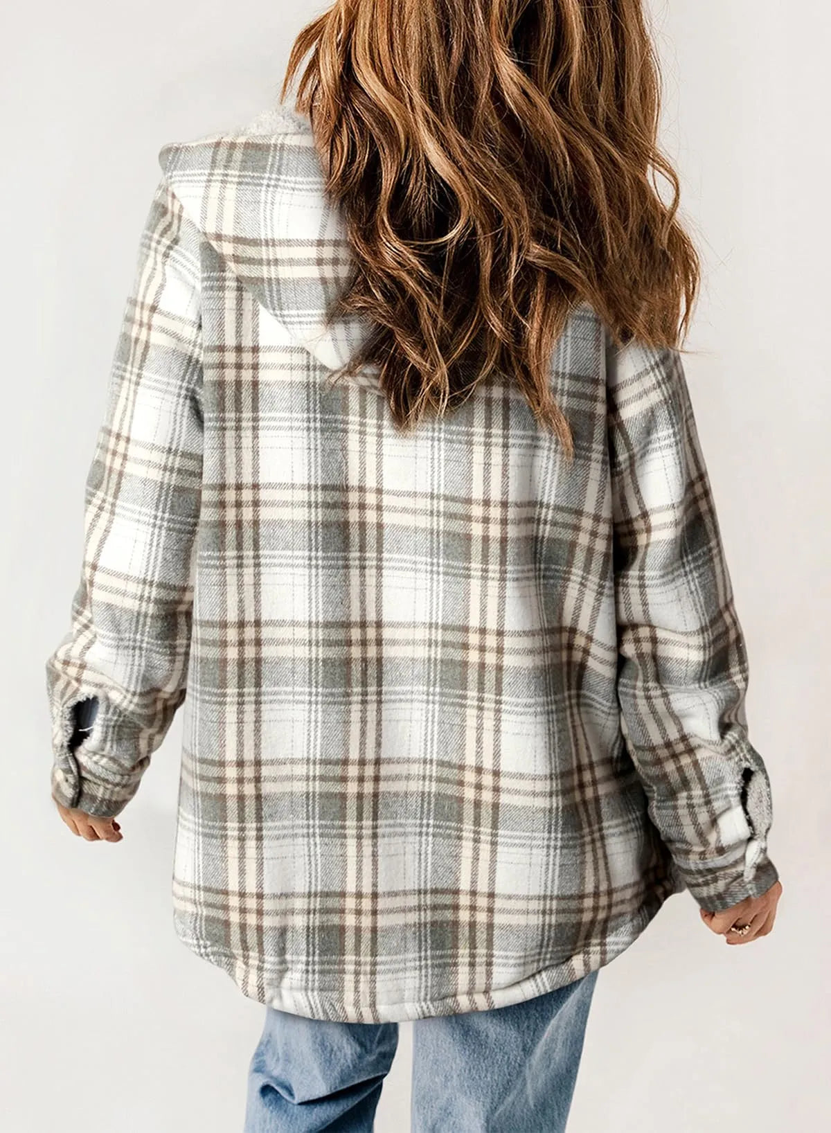 Belora™ - Plaid Print Fleece Flannel Hooded Jacket