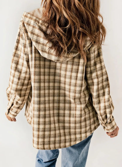 Belora™ - Plaid Print Fleece Flannel Hooded Jacket