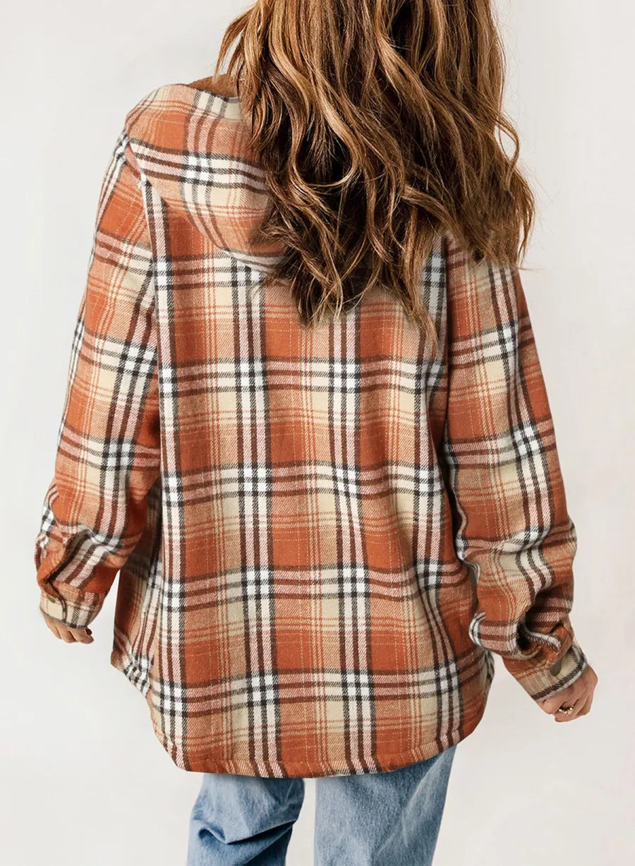 Belora™ - Plaid Print Fleece Flannel Hooded Jacket